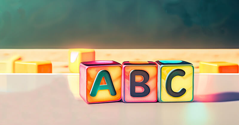 A, B and C blocks on a table.